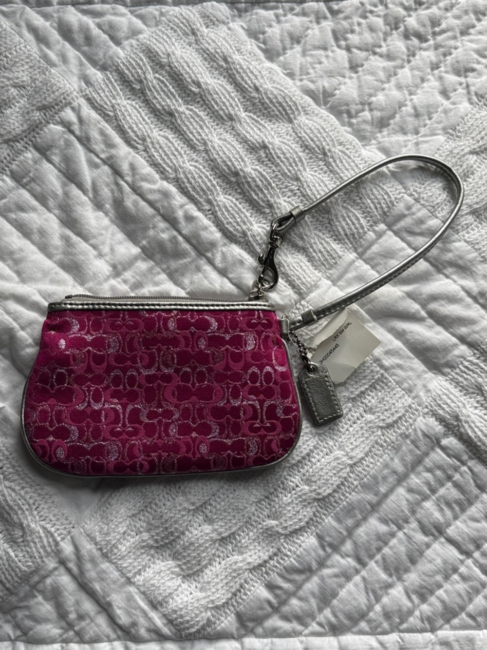 Coach Metallic Pink Signature Wristlet - Picture 2 of 9